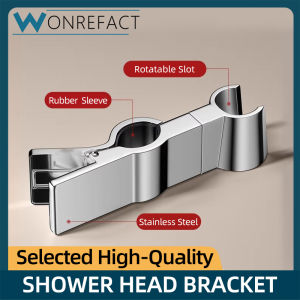 Premium Shower Head Bracket Stainless Steel Universal Clip-on Holder No-Drill Adjustable Bathroom Wand Base Anti-Rust Heavy Duty