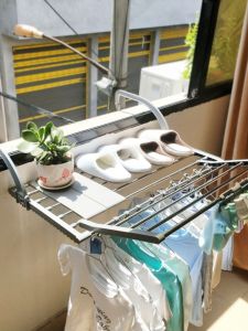 Stainless Steel Pipe Clothes Rack outside the Window Shoe Rack Balcony Retractable Clothesline Pole Radiator Rack Small Foldable Hanger