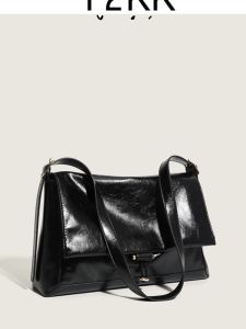 Export South Korea Fall Niche Design Women Bags Cui Xiuying Same Style Oil Wax Leather One-Shoulder Crossbody Soft Big Bag