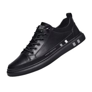 Mens Winter Casual Leather Shoes Anti-Slip Wear-Resistant Sporty Fashionable round Toe Rubber Outsole Breathable Business Casual Footwear