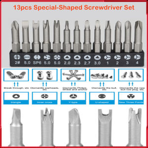 13pcs Special-Shaped Screwdriver Set 50mm U-Shaped Y-Type Triangle Inner Cross Three Points Screwdriver Bit Tool Accessories
