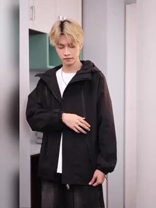 Áo Khoác Gió Nam Chống Nước Có Mũ Mùa Xuân Thu Thoải Mái Khi Đi Bộ Đường Dài Cắm Trại Đạp Xe Du Lịch Chống Gió Khóa Kéo Phong Cách Thường Ngày