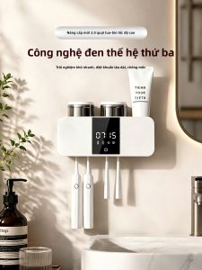 Bathroom Cabinet Mounted Toothbrush Disinfector Cup And Paste Organizer