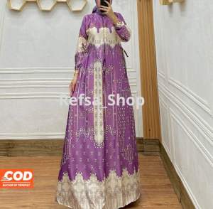 Drees Motif Fuji Terlaris| Gamis Silk Premium| Ready Gamis Motif Terbaru| Busui Friendly