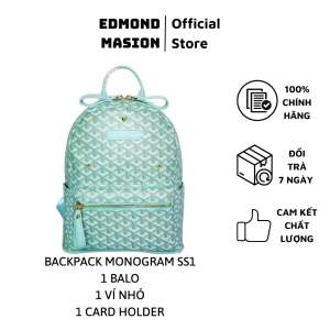 Balo EDMOND MASION MONOGRAM SS1 trắng tặng ví keychain và cardholder size M/L balo cặp túi EDM