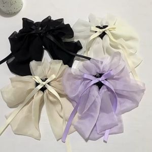 Jepit Pita Besar Model Bowknot Polos High end Japanses & korean style Klip Rambut Besar Pita Sifon Gelombang Jedai Rambut Kain Korean Style PTT
