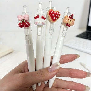 4Pcs Cute Bear Bunny Gel Pens 0.5mm Large Capacity Black Ink Press Gel Pen Student Writing Pen Back to School Stationery