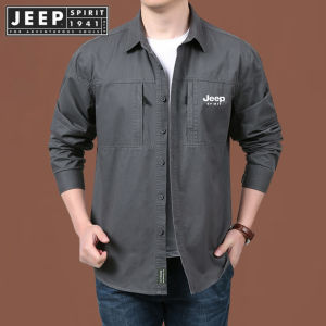 Jeep Spirit 1941 estd Áo sơ mi dài tay dáng rộng mới Quần áo bảo hộ lao động nam túi lớn có thể giặt được áo sơ mi giản dị hợp thời trang retro