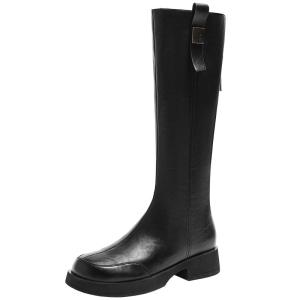 Josiny | Black Insulated Winter Knight Boots Thick Heel