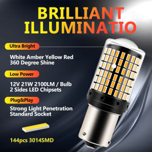 2PCS Auto LED 1156 BA15S BAU15S P21W 1157/BAY15D 7440 3014 Led Bulbs 144SMD CanBus Lamp for  LED Turn Signal Lights 36W 2100 LM