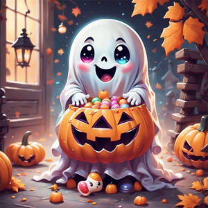 Huacan 5D DIY Diamond Painting Art Kit Funny Ghost 2025 Halloween Gift Embroidery Home Decoration