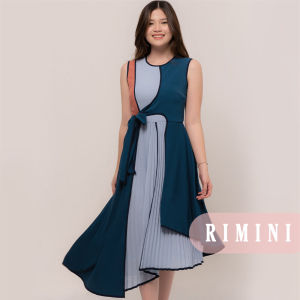 RIMINI - Dress Remaja Formal Tanpa Lengan Flowy Plisket XS-XL - Allesia Dress 85692