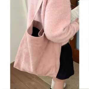 Trendy Large Capacity Suede Womens Tote Bag 2024 New Style Versatile Underarm Bucket Bag Casual Single Shoulder Bag