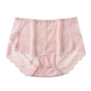 WEISIFU | กางเกงชั้นในสูงเอวไซส์ใหญ่เซ็กซี่ ผ้าลูกไม้ตาข่ายไร้ตะเข็บ ระบายอากาศได้ดีจากผ้าฝ้าย