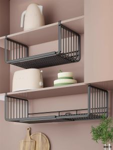 Kitchen Hanging Shelf Adjustable Spices Storage Rack Cabinet Interior under Shelf Basket Hanging Storage Organizer