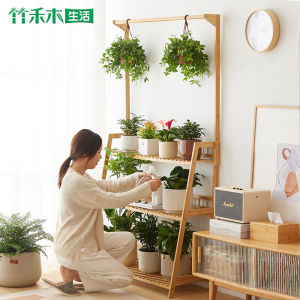 Flower Rack Succulent Flower Rack Bamboo Balcony Indoor Jardiniere Living Room Multi-Layer Ladder Scindapsus Chlorophytum Stand