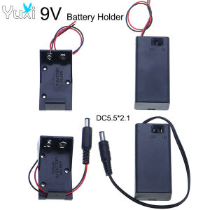 YuXi 9V Battery Clip Holder 6F22 9 Volt Battery Case Box With Wire Leads DC 5.5*2.1mm Plug With ON/OFF Switch & Cover