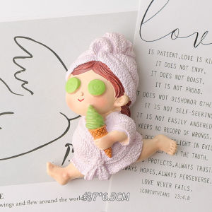 Cute Cartoon Character Magnetic Stickers Creative Home Decor Fridge Decals Iron Patches 3D Stereoscopic Little Girl Patches