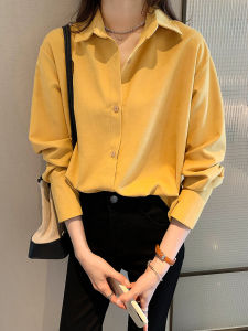 Silk Shirt Womens Retro French Hong Kong Style Lightweight Loose Fit Pure Color Versatile Layering Top For 18-24 Birthday Party