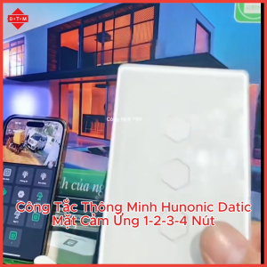 Công Tắc Thông Minh Wifi Hunonic Datic Hình Chữ Nhật Mặt Cảm Ứng 1-2-3-4 Nút Điều Khiển Giọng Nói