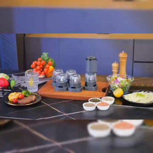 Máy Xay Cà PHê- Gia Vị Tiêu Muối  Sạc Tích Điện Với Hai Cối Xay Thô Và Mịn Tiện Lợi Nhựa ABS