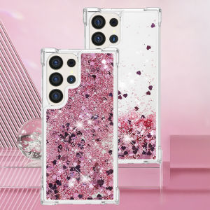 Bling Glitter Liquid Quicksand Phone Case For Samsung Galaxy S25 Edge S24 S23 S22 Ultra S21 Plus S20 FE 5G Anti Fall Clear Cover