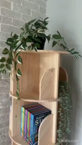 [SG SELLER] Elegant Rotatable Bookshelf - 360-Degree Solid Wood Spinning Storage Organizer for Books Decor and More