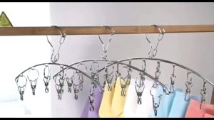 10/16/20 Clips Stainless Metal Laundry Socks Washing Clothes Hooks Airer Outdoor Home Bath Dryer Rack