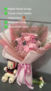 HER.FLORIST | MIX Bouquet Rose Reguler & Premium Soap Flower Baby Breath Caspea / Flowers Bouquet / Buket Bunga Sabun