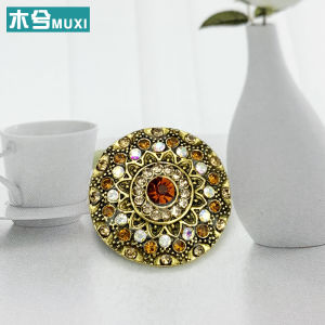 Luxurious Retro Diamond Embedded round Metal Button Coat Fur Jacket Decorative Buckle DIY Bronze Color Rhinestone Button
