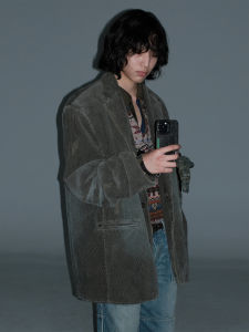 MASONPRINCE Fashion House Large Oversized Washed Corduroy Elderly Mans Suit Long Sleeve Formal Wear Thick Winter Collection