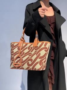 (Ac) กระเป๋ากระเป๋าผ้าใบแฟชั่นดิบๆฤดูใบไม้ร่วงและฤดูหนาวกระเป๋าโททพิมพ์ลายสะพายไหล่ข้างเดียวกระเป๋าสุภาพสตรีแฮนด์เมด