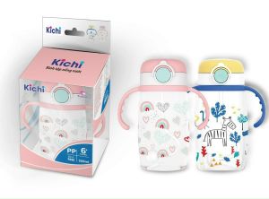 Bình tập uống chống sặc cho bé Kichilachi 220ml - 350ml có ống hút mẫu mới