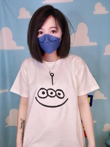 Summer New Cartoon Print Three-Eyed Cub Simple Line Creative round Neck Short Sleeve T-Shirt Couples Top Half Body Shirt