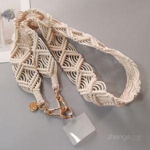 สร้อยคอโทรศัพท์แบบสะพายข้างยาว ทำจากเส้นใยธรรมชาติ ดีไซน์เก๋ไก๋ ป้องกันการสูญหาย สำหรับผู้หญิง แบรนด์ Zengge