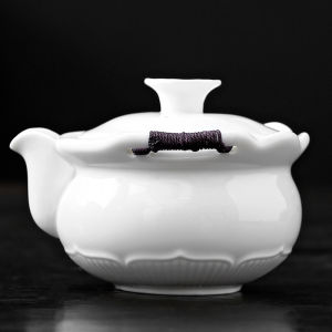 Chinese Style Yulan Jade Porcelain Tea Set Handheld Teapot with Two Cups for Two People Modern Craftsmanship Home Use