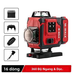 Máy Cân Bằng Laser 16 Tia M-WALK 4D Tự Cân Bằng Ngang & Dọc Tia Xanh Độ Chính Xác Cao Tương Thích Với Pin Milwaukee 3.7V