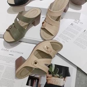 2278cm Heel Leather Upper Sandals for Women Wedge Simple Design Daily Platforms Slides Popular Shoes for Ladies Thick Heels Office Wear Peep Toe Daily Wear