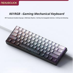 NexusClick 61 Keys Magnetic Gaming Keyboard Mechanical Wired for Pro EsportsHot Swappable RGB Backlit PBT Keycaps for PC Gamer