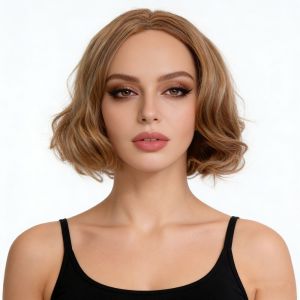 European and American wigs womens short curly hair medium blond short hair headgear
