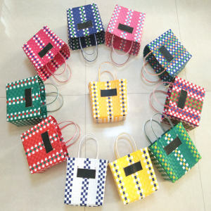 Fashionable Handwoven Large Capacity Charitable Color Block Handbag New Ins Popular Basket Bag Youth PVC Material Open Top