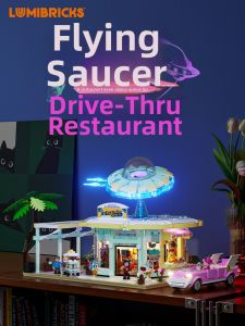 Lumibricks | Glowing Highway Travel Series UFO Car Diner Scene Building Blocks