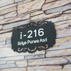 Nomor Rumah Vintage Ornament 02 30x20cm Akrilik Laser Cutting