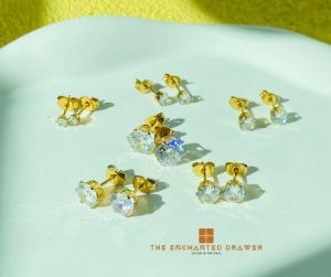 Hypoallergenic Stainless Steel Gold Plated AAA Cubic ZIrcon Earrings 6