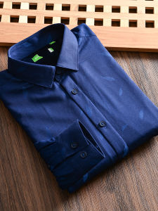 Áo Sơ Mi Nam Dài Tay Dày Lót Lông Cừu in Lá Mùa Thu Đông Thường Ngày Thời Trang Công Sở Cổ Vuông Chất Liệu Polyester