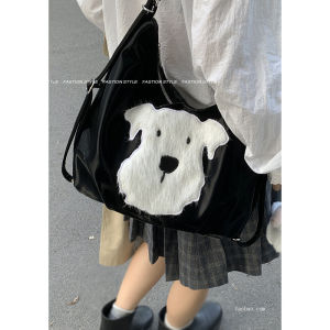 Cute Highland Tote Bag Womens 2025 New Fashion College Style Double Shoulder Bag Large Capacity Single Shoulder Backpack