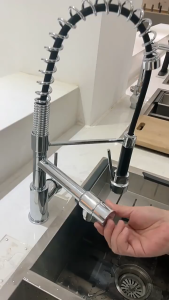 SRUE【COD】304 Stainless Steel Kitchen  Faucet Sink Faucet Easy Install Pull type bathroom faucet