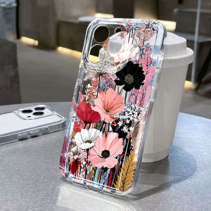 Elegant Watercolor Red Pink Black Poppy Flower Clear Phone Case For iPhone 17 16 15 14 13 12 11 Pro Max Wild Floral Cover