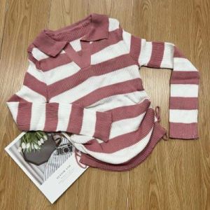 atasan rajut crop top kerah polo vneck tali samping