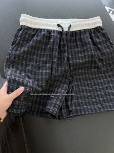 ZHUOCAN | Quần Short Nam Đính Cải Carô Xanh Dài Suốt Mùa Hè